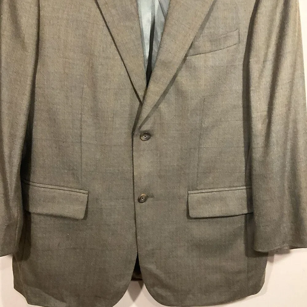 VTG Oscar De La Renta Mens Wool 2 Button Plaid Blazer 42R Brown Academia Preppy